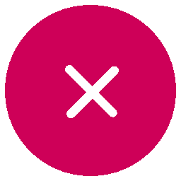 Icono de cerrar color rosa.