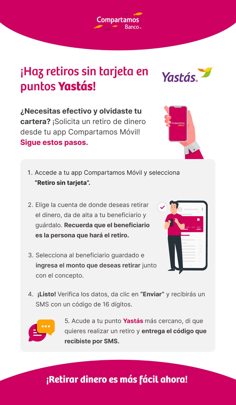 ¡Haz retiros sin tarjeta en puntos Yastás!